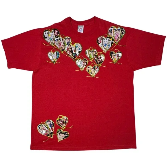 Betty Boop Bingo Playing Cards‎ Patch T Shirt Hearts Gold Puffy Paint XL USA Vtg